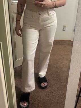 Calvin Klein Jeans Cream Flare-Leg Jeans